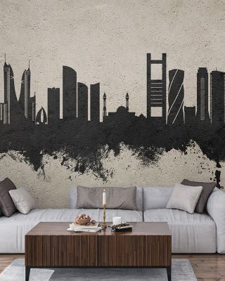 Manama Skyline Concrete Wallpaper