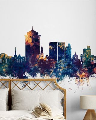 Montgomery Alabama Skyline Blue & Bronze Wallpaper