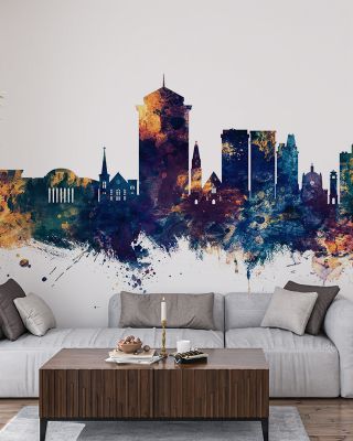 Montgomery Alabama Skyline Blue & Bronze Wallpaper