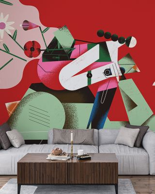 Motorcycle Blossom Wallpaper for Artistic Spaces