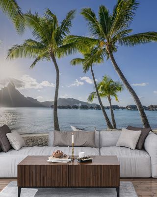 Mount Otemanu Sunset Wallpaper for Scenic Spaces