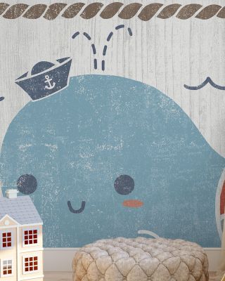 Nautical Friends Whale of a Time Wallpaper for Kids' Rooms