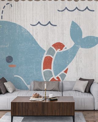 Nautical Friends Whale of a Time Wallpaper for Kids' Rooms