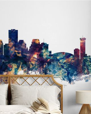 New Orleans Louisiana Skyline Blue & Bronze Wallpaper