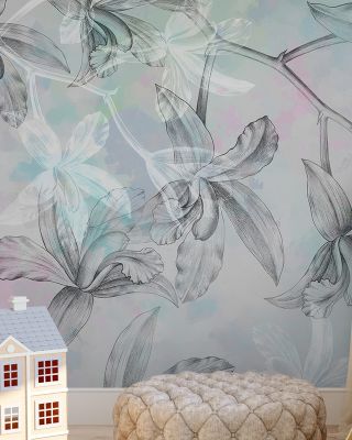 Delicate Orchids on Water Wallpaper Mural