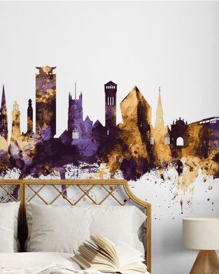 Plymouth England Skyline Purple & Gold
