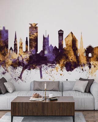 Plymouth England Skyline Purple & Gold