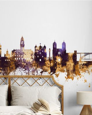 Porto Portugal Skyline Purple & Gold