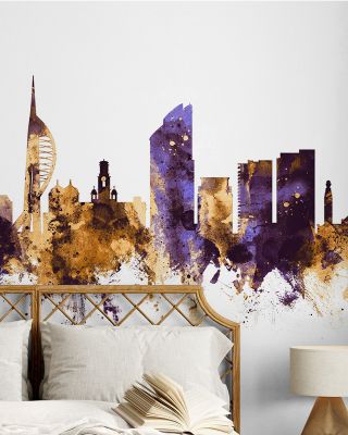 Portsmouth England Skyline Purple & Gold