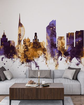Portsmouth England Skyline Purple & Gold