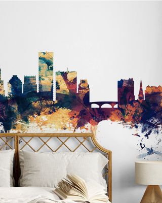 Providence Rhode Island Skyline Blue & Bronze