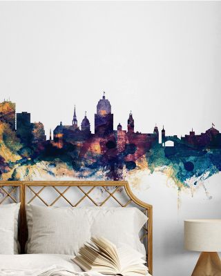 Quebec Canada Skyline Blue & Bronze