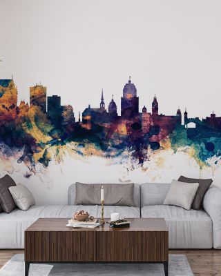Quebec Canada Skyline Blue & Bronze