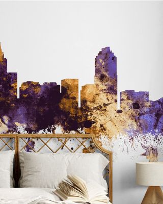 Raleigh North Carolina Skyline Purple & Gold