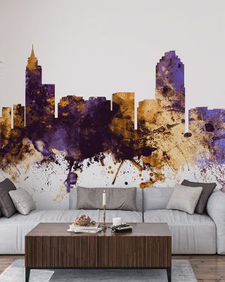 Raleigh North Carolina Skyline Purple & Gold