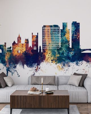 Reading England Skyline Blue & Bronze