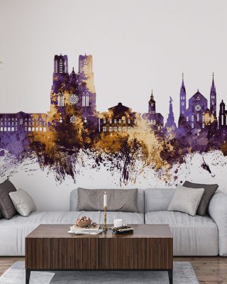 Reims France Skyline Purple & Gold