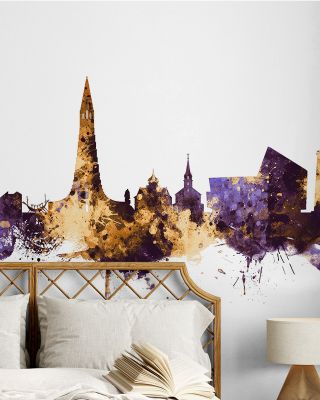Reykjavík Skyline Purple & Gold