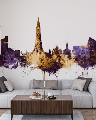 Reykjavík Skyline Purple & Gold
