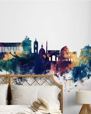Rome Italy Skyline Blue & Bronze