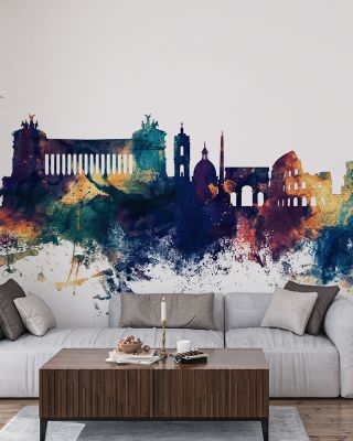 Rome Italy Skyline Blue & Bronze