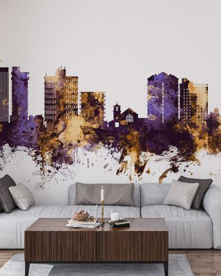 San Mateo California Skyline Purple & Gold