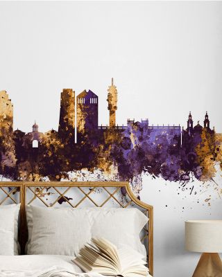Santiago de Chile Skyline Purple & Gold