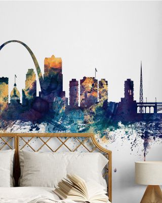 St Louis Missouri Skyline Blue & Bronze