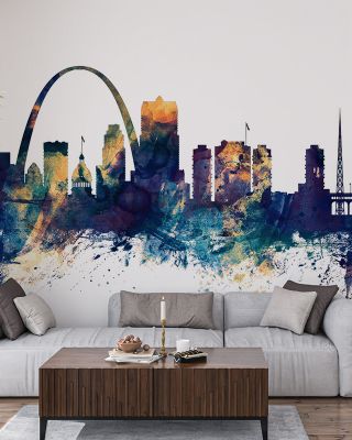 St Louis Missouri Skyline Blue & Bronze