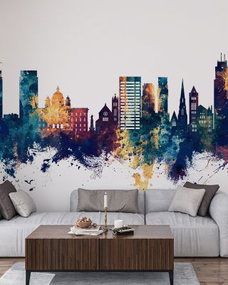 Syracuse New York Skyline Blue & Bronze