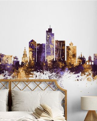 Tashkent Uzbekistan Skyline Purple & Gold