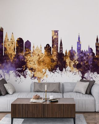 The Hauge Netherlands Skyline Purple & Gold