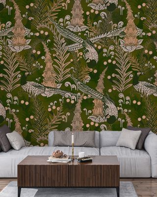 Underwater Peacocks Classic Wallpaper Mural