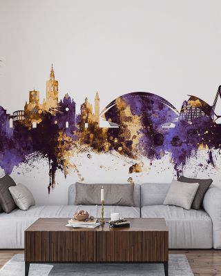 Valencia Spain Skyline Purple & Gold
