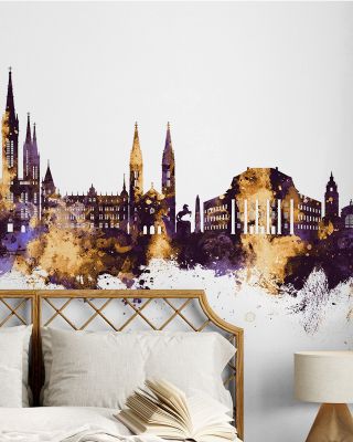 Weisbaden Germany Skyline Purple & Gold