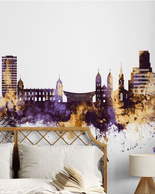 Wuppertal Germany Skyline Purple & Gold