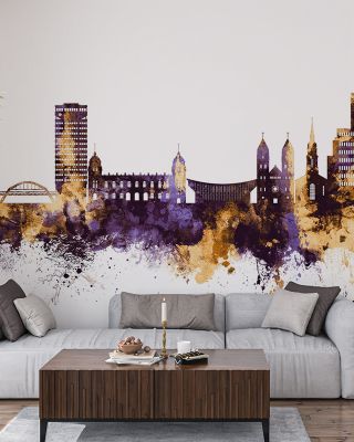 Wuppertal Germany Skyline Purple & Gold