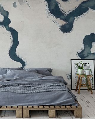 Abstract River Marks, Dark Teal Artistic Wallpaper