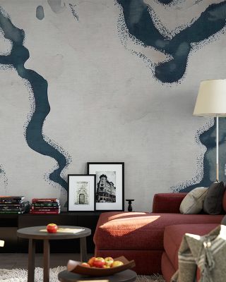 Abstract River Marks, Dark Teal Artistic Wallpaper