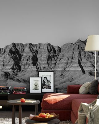 Badlands Black And White Scenic Wallpaper