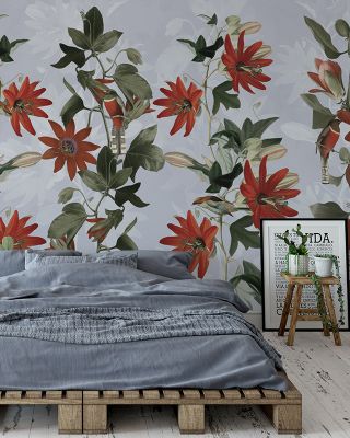 Contemporary Clematis Floral Wallpaper Mural