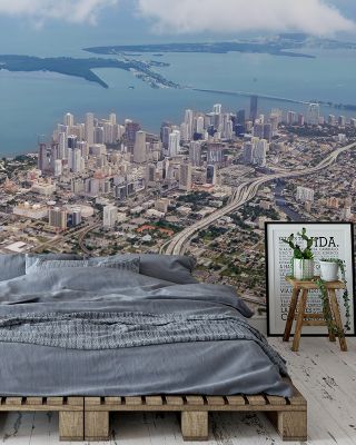 Downtown Miami Urban Skyline Wallpaper