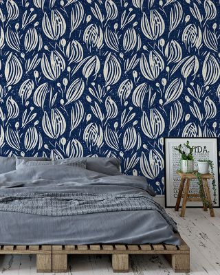 Gent, Royal Blue Elegant Wallpaper