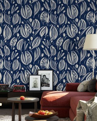 Gent, Royal Blue Elegant Wallpaper