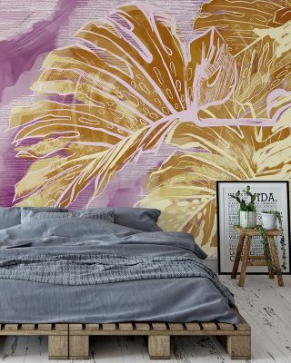 High Grunge Leaves Abstract Wallpaper Mural