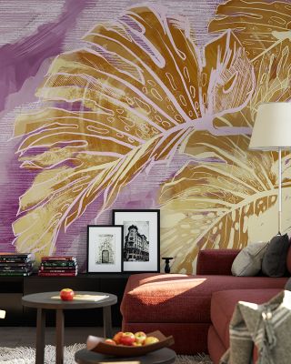 High Grunge Leaves Abstract Wallpaper Mural