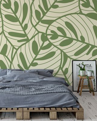 Leaf Lines Minimalist Botanical Wallpaper