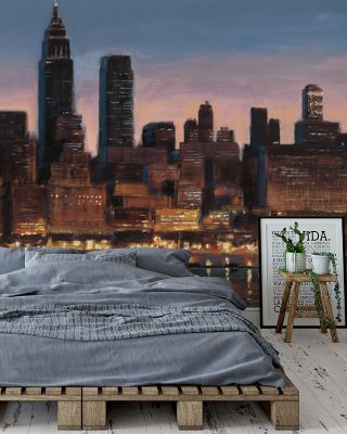 Manhattan Reflection Urban Skyline Wallpaper