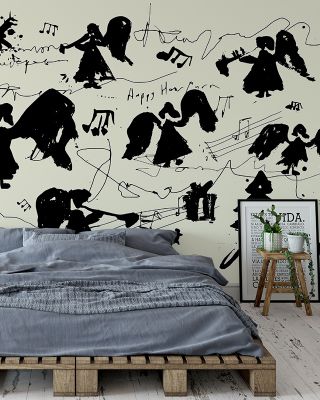 Musical Angels Whimsical Wallpaper