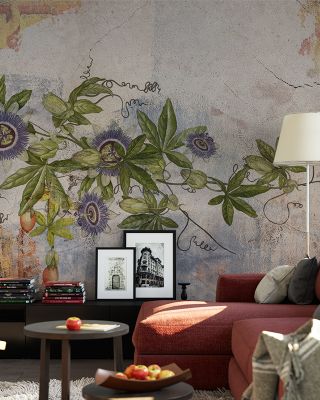 Passiflora Fresco Botanical Wallpaper